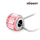 Collier Plaqué Rhodium Pink Wheel Hûggot Fabriqué avec des Cristaux Swarovski® (45 cm)