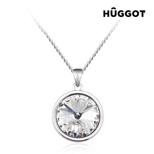 Collier Plaqué Rhodium Balance Hûggot Fabriqué avec des Cristaux Swarovski® (40 cm)