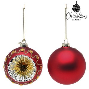 Boules de Noël Christmas Planet 1662 8 cm (2 uds) Verre Rouge