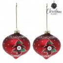 Boules de Noël Christmas Planet 1792 8 cm (2 uds) Verre Rouge