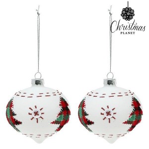 Boules de Noël Christmas Planet 2003 8 cm (2 uds) Verre Blanc