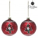 Boules de Noël Christmas Planet 1785 8 cm (2 uds) Verre Rouge