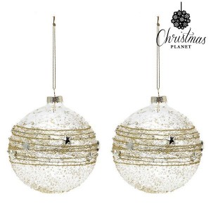 Boules de Noël Christmas Planet 2386 10 cm (2 uds) Verre Doré