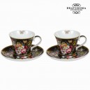 Lot de 2 tasses avec soucoupe bloom black - Collection Kitchen's Deco by Bravissima Kitchen
