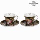 Lot de 2 tasses avec soucoupe bloom black - Collection Kitchen's Deco by Bravissima Kitchen