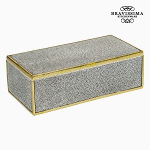 Boîte avec Couvercle Résine Gris (30 x 15 x 9,5 cm) by Homania