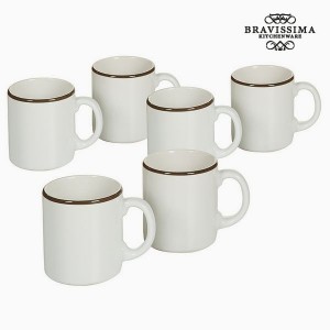 Ensemble de jarres Vaisselle Blanc Marron (6 pcs) - Collection Kitchen's Deco by Bravissima Kitchen