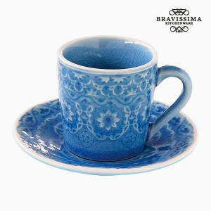 Tasse avec sous-tasse Porcelaine Bleu by Bravissima Kitchen