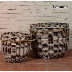 Lot de paniers (2 pcs) Rotin (54 x 54 x 46 cm) by Homania