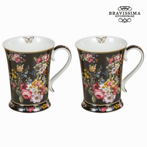Lot de 2 tasses bloom black - Collection Kitchen's Deco by Bravissima Kitchen
