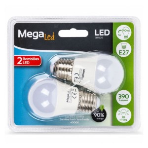 Ampoule LED Sphérique MegaLed 220454 E27 4000K 5W Lumière blanche (2 pcs)