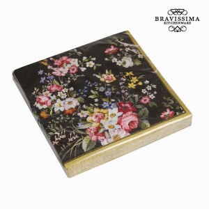 Lot 20 serviettes de table bloom black - Collection Kitchen's Deco by Bravissima Kitchen