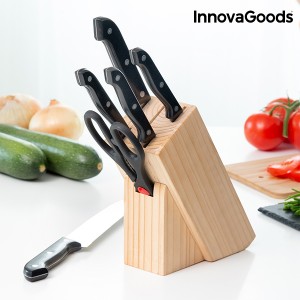 Ensemble de Couteaux et Porte-Couteaux en Bois InnovaGoods (6 Pièces)