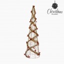 Sapin de Noël Tissu en fil métallique Rotin Naturel Champagne (16 x 16 x 60 cm) by Christmas Planet