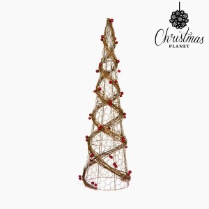 Sapin de Noël Tissu en fil métallique Rotin Naturel Champagne (16 x 16 x 60 cm) by Christmas Planet