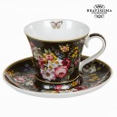 Tasse avec soucoupe bloom black - Collection Kitchen's Deco by Bravissima Kitchen