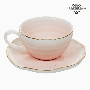 Tasse avec sous-tasse Porcelaine Rose - Collection Queen Kitchen by Bravissima Kitchen