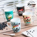 Tasses avec Cuillères à café Rétro Coffee (pack de 4)