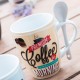 Tasses avec Cuillères à café Rétro Coffee (pack de 4)